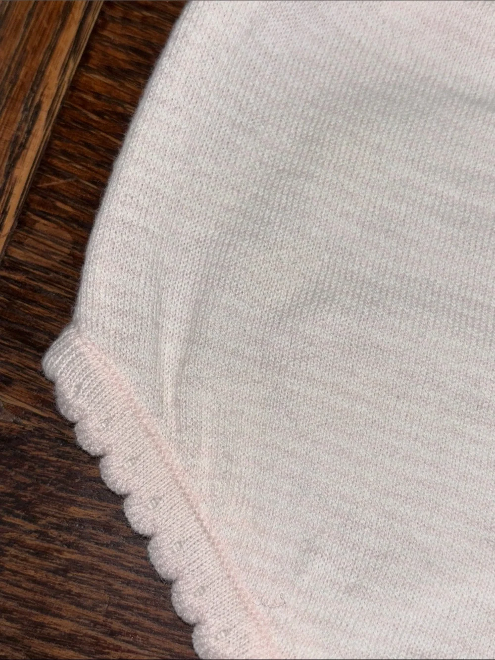 Angel Dear Pale Pink Striped Knit Diaper Cover Bloomers Scalloped Trim 0-3mo